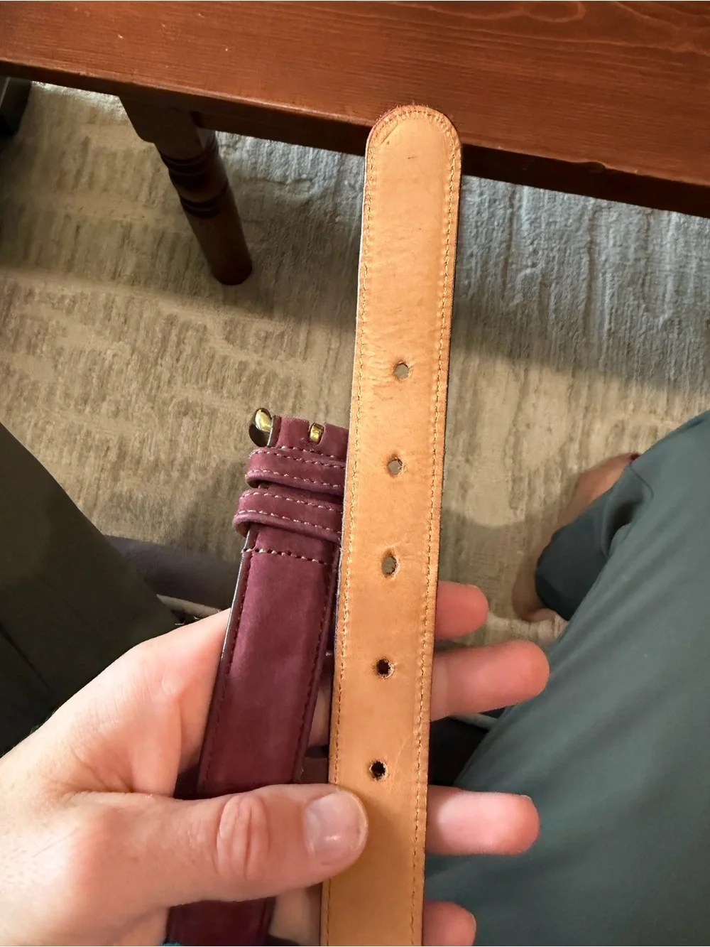 Coach women’s eggplant Suede Belt with brass Buckle